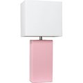 Feeltheglow Modern Leather Table Lamp - Pink with White Fabric Shade FE1532805